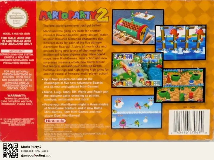Mario Party 2 Nintendo 64, PAL box back