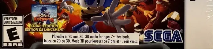 Sonic Boom: Fire & Ice, the ESRB box on its front