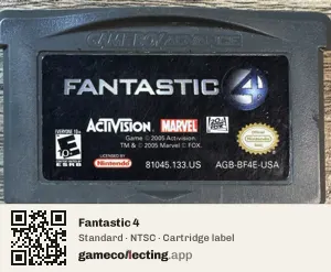 Fantastic 4 Game Boy Advance, NTSC cartridge label