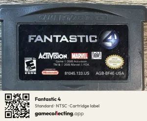 Fantastic 4 Game Boy Advance, NTSC cartridge label