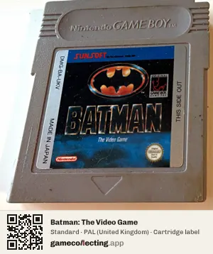 Batman: The Video Game Game Boy, PAL cartridge label