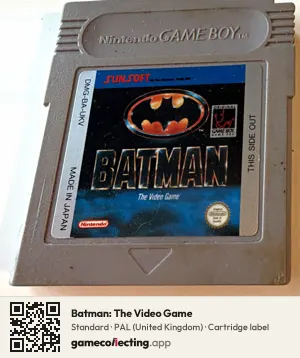 Batman: The Video Game Game Boy, PAL cartridge label