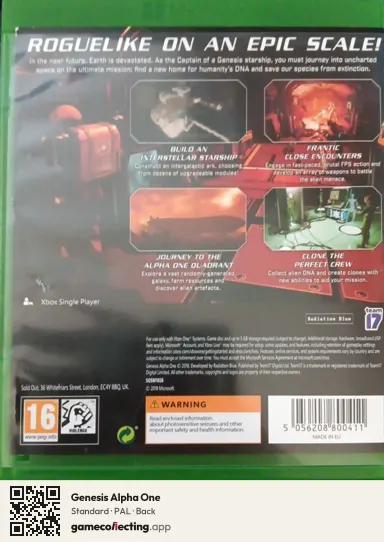 Genesis Alpha One Xbox One, PAL box back