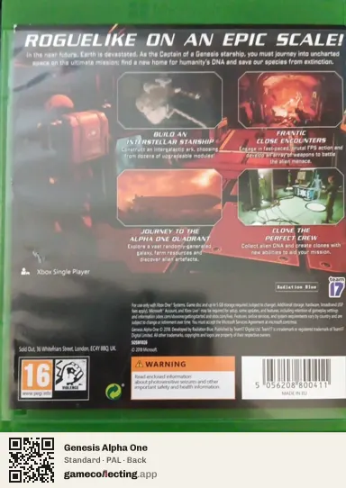 Genesis Alpha One Xbox One, PAL box back