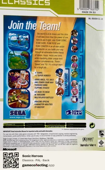 Sonic Heroes Xbox, PAL box back