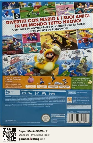 Super Mario 3D World Nintendo Wii U, Italy box back