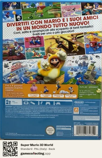 Super Mario 3D World Nintendo Wii U, Italy box back