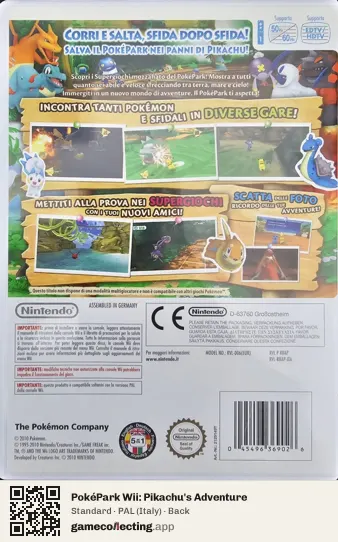 PokéPark Wii: Pikachu's Adventure Nintendo Wii, Italy box back