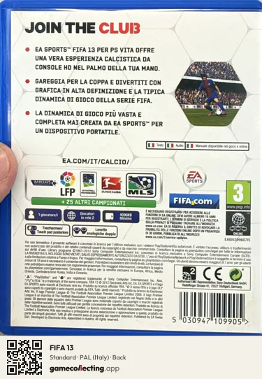 FIFA 13 PlayStation Vita, Italy box back