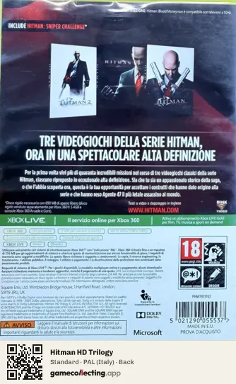 Hitman HD Trilogy Xbox 360, Italy box back