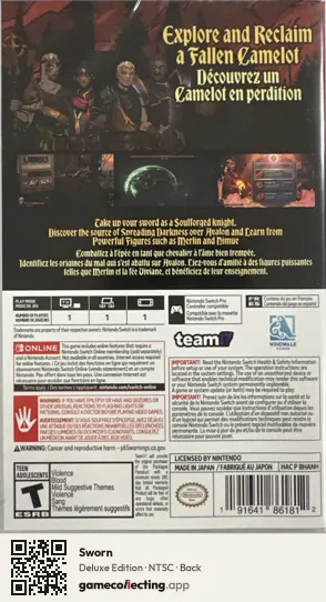 Sworn Nintendo Switch, NTSC box back