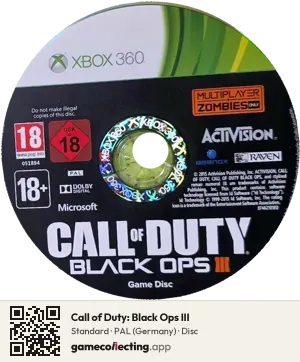 Call of Duty: Black Ops III Xbox 360, PAL disc