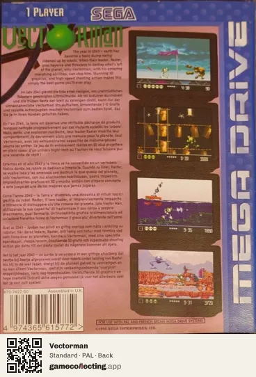 Vectorman Sega Mega Drive / Genesis, PAL box back