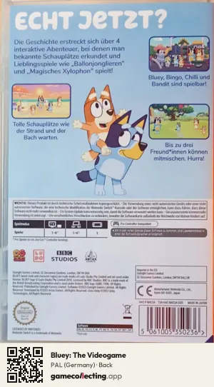 Bluey: The Videogame Nintendo Switch, Germany box back