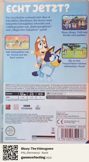 Bluey: The Videogame Nintendo Switch, Germany box back