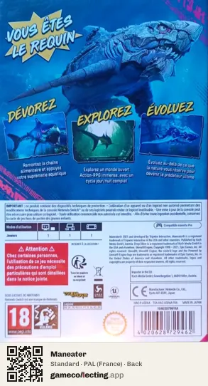 Maneater Nintendo Switch, France box back