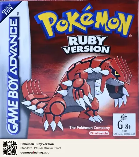 Pokémon Ruby Version Game Boy Advance, Australia box front