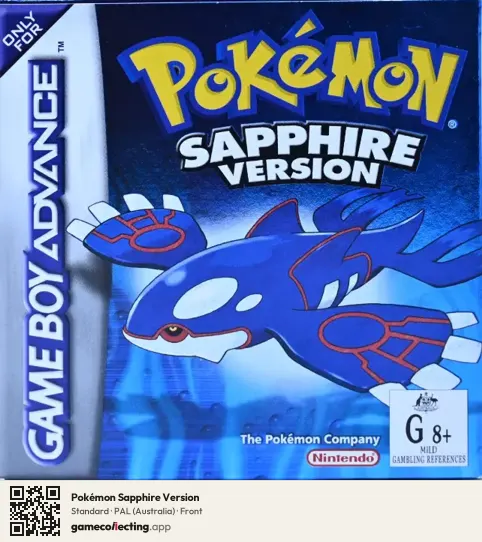 Pokémon Sapphire Version Game Boy Advance, Australia box front