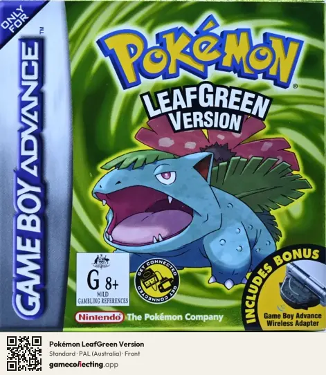 Pokémon LeafGreen Version Game Boy Advance, Australia box front