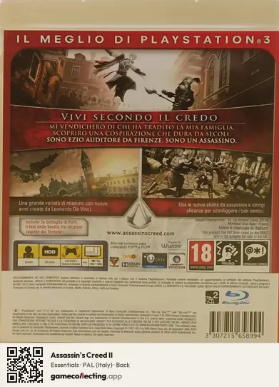 Assassin's Creed II PlayStation 3, Italy box back