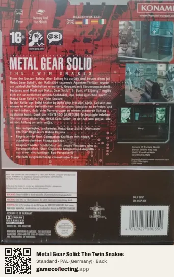 Metal Gear Solid: The Twin Snakes Nintendo GameCube, Germany box back