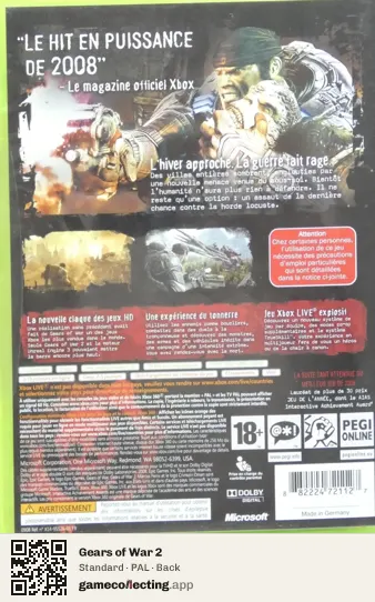 Gears of War 2 Xbox 360, PAL box back