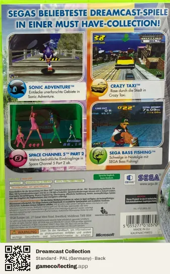 Dreamcast Collection Xbox 360, Germany box back