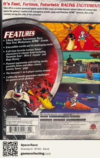 Space Race PlayStation 2, NTSC box back