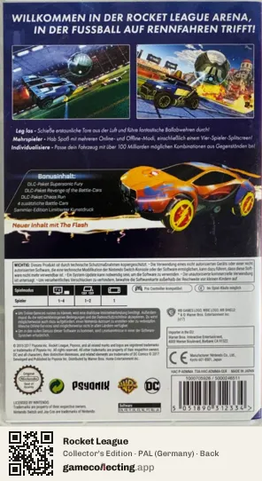 Rocket League Nintendo Switch, Germany box back