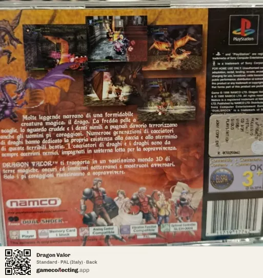 Dragon Valor PlayStation, Italy box back