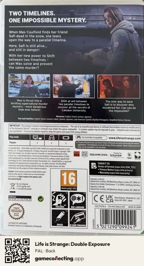 Life is Strange: Double Exposure Nintendo Switch, PAL box back