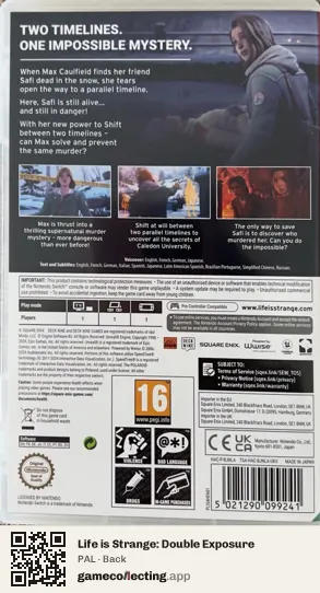 Life is Strange: Double Exposure Nintendo Switch, PAL box back
