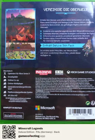 Minecraft Legends Xbox Series X, Germany box back