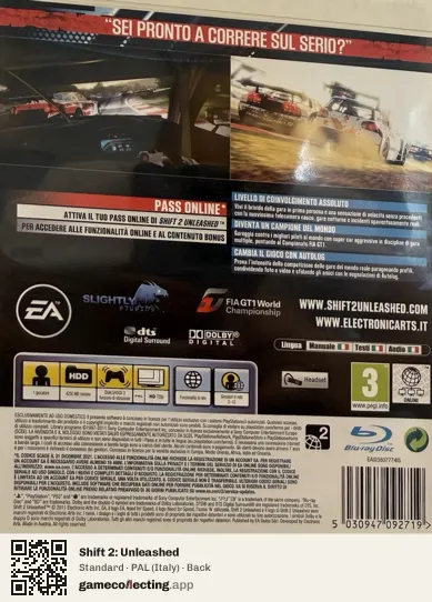 Shift 2: Unleashed PlayStation 3, Italy box back