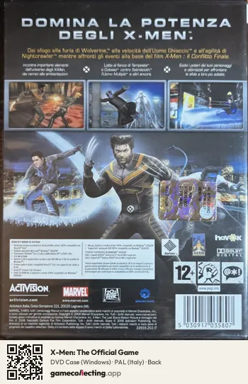 X-Men: The Official Game Computer, Italy box back