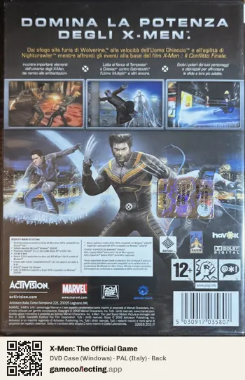 X-Men: The Official Game Computer, Italy box back
