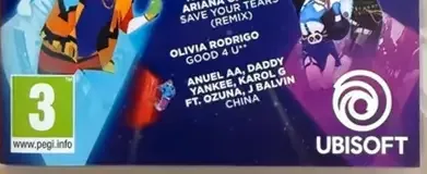 Just Dance 2022, the PEGI square on its front