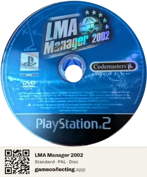 LMA Manager 2002 PlayStation 2, PAL disc