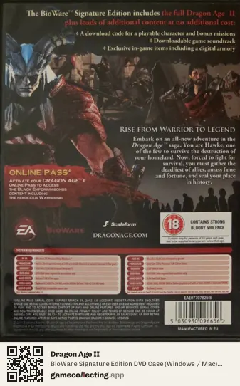 Dragon Age II Computer, United Kingdom box back