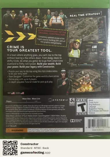 Constructor Xbox One, NTSC box back