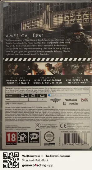 Wolfenstein II: The New Colossus Nintendo Switch, PAL box back