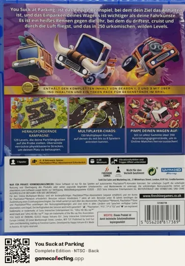 You Suck at Parking PlayStation 5, NTSC box back
