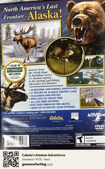 Cabela's Alaskan Adventures PlayStation 2, NTSC box back