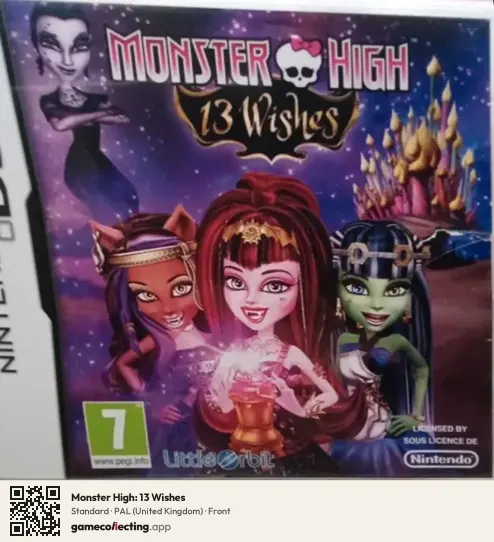 Monster High: 13 Wishes Nintendo DS, United Kingdom box front