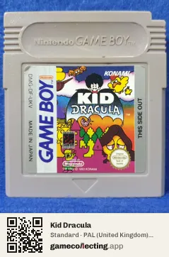 Kid Dracula Game Boy, PAL cartridge label