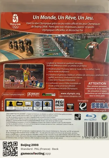 Beijing 2008 PlayStation 3, France box back