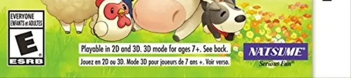 Harvest Moon 3D: The Lost Valley, the ESRB box on its front