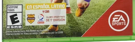FIFA 15, the ESRB box on its front