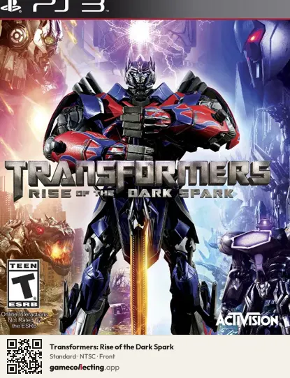 Transformers: Rise of the Dark Spark PlayStation 3, NTSC box front