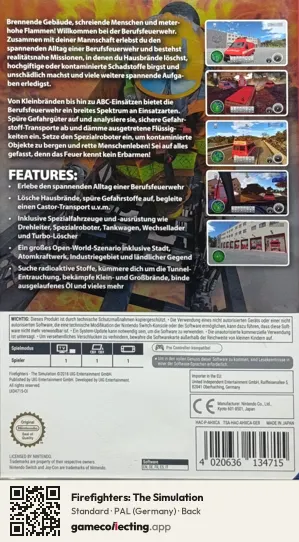 Firefighters: The Simulation Nintendo Switch, Germany box back